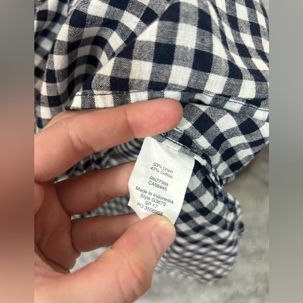 J. Crew Linen & Cotton Blend Gingham Checkered Tunic Gingham Tunic Top Cover Up✨ - Picture 7 of 9